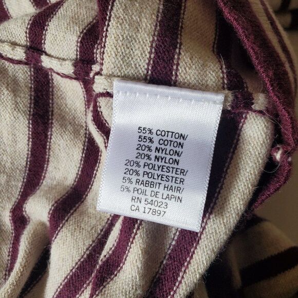 Banana Republic Women's Tunic Sweater  Gray Black Stripe 3/4 Sleeve Scoop Neck M - Picture 4 of 12